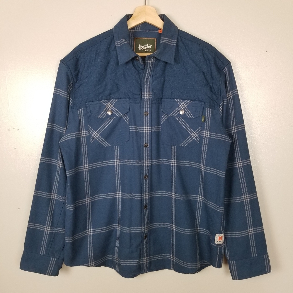 Howler Brothers / Quintana Quilted Blue Plaid Button Up / Size Large